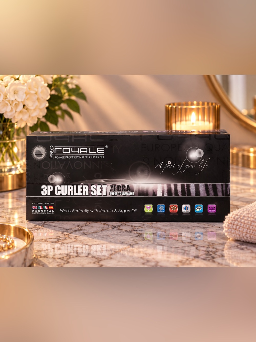 Royale 3-Piece Zebra Curling Wand Super Tourmaline Set